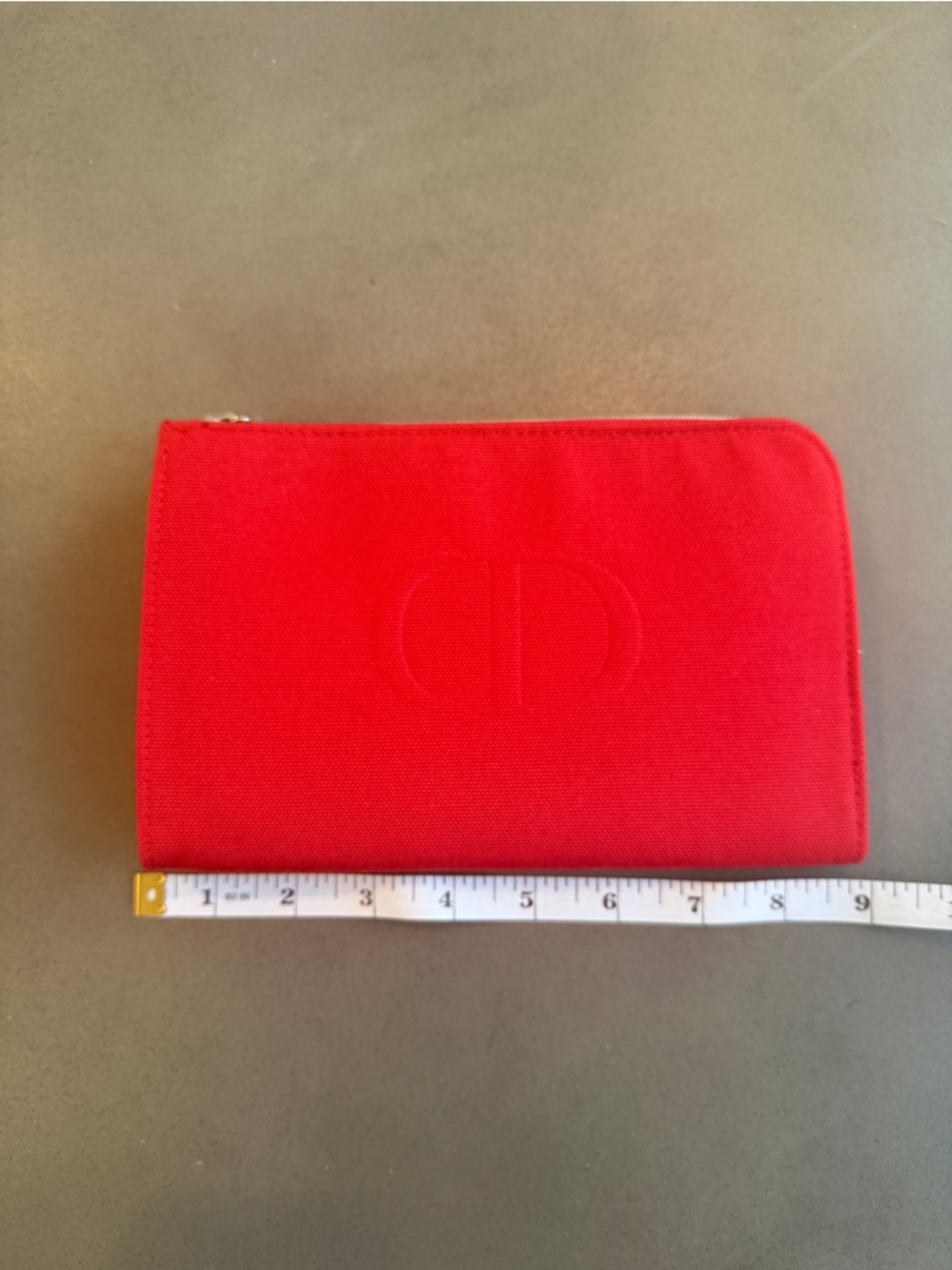 Dior Red Embossed CD Canvas Zip Pouch - Picture 5 of 9